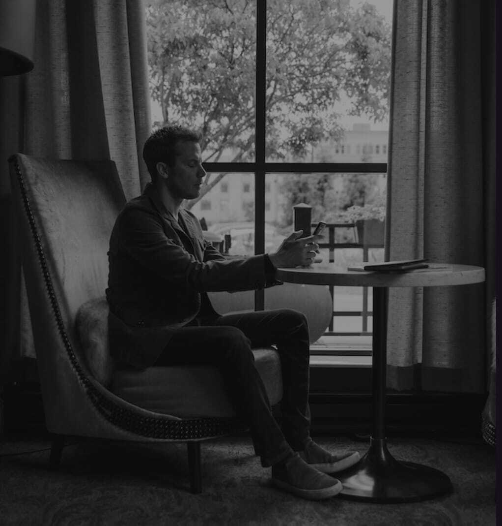 Ryan Estis getting coffee